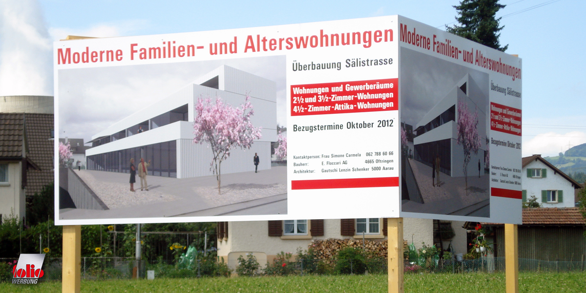 Baureklame, Oftringen, Holzbau mit Betonröhren